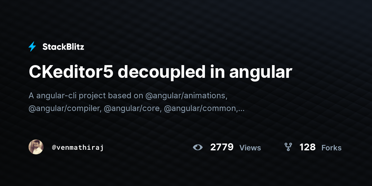 CKeditor5 decoupled in angular - StackBlitz