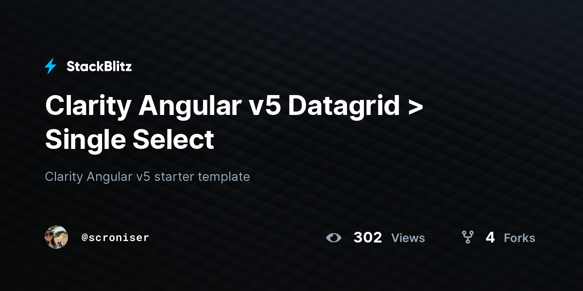 Clarity Angular v5 Datagrid > Single Select - StackBlitz
