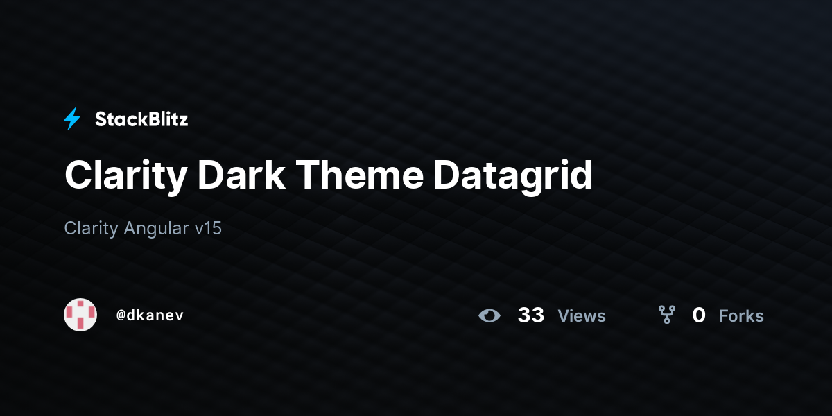 Clarity Dark Theme Datagrid - StackBlitz