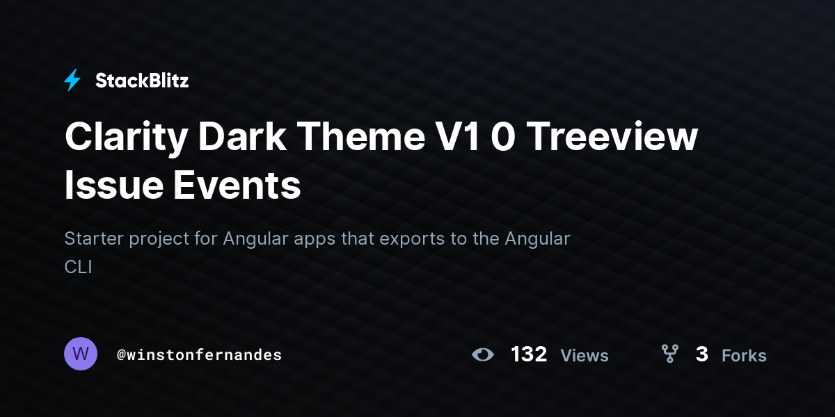Clarity Dark Theme V1 0 Treeview Issue Events - StackBlitz