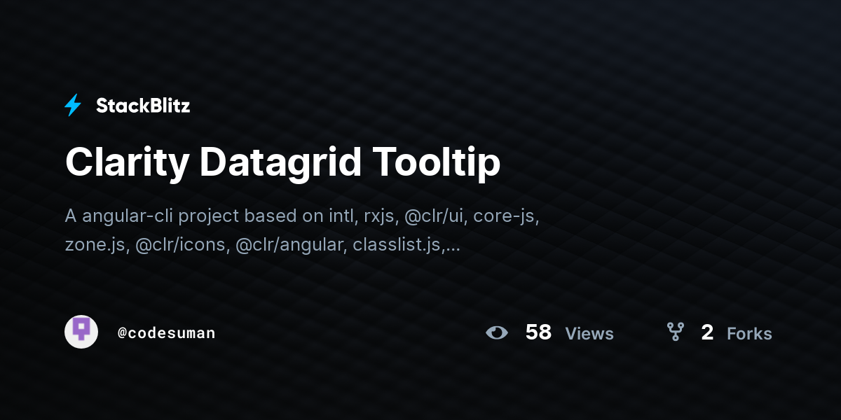 Clarity Datagrid Tooltip - StackBlitz