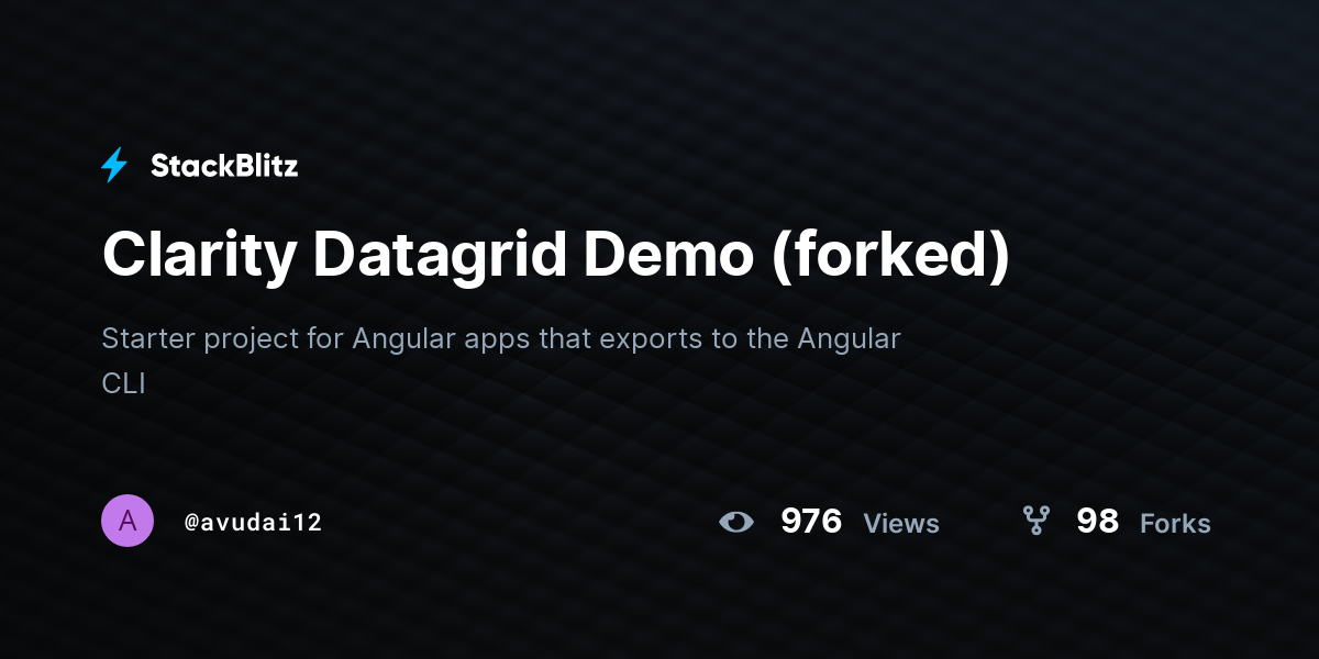 Clarity Datagrid Demo (forked) - StackBlitz