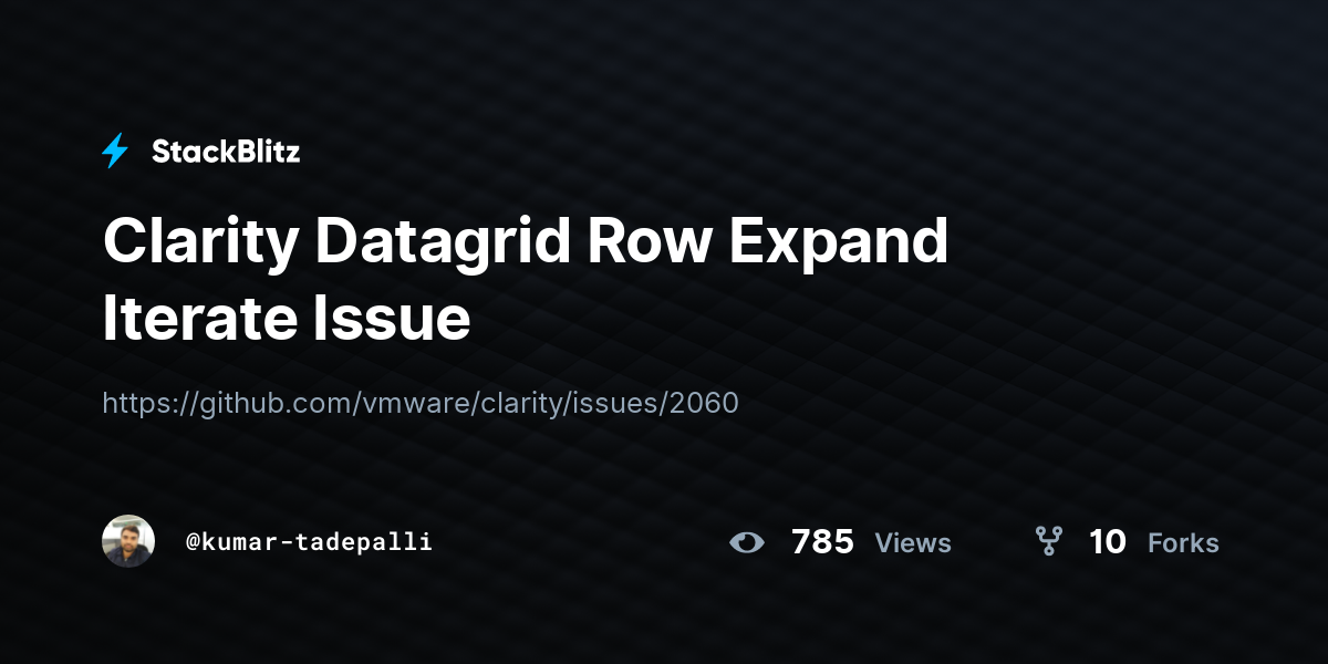 Clarity Datagrid Row Expand Iterate Issue - StackBlitz