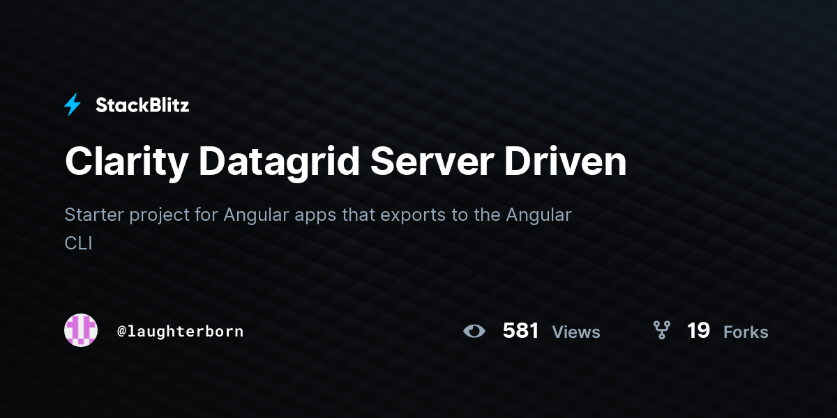 Clarity Datagrid Server Driven - StackBlitz