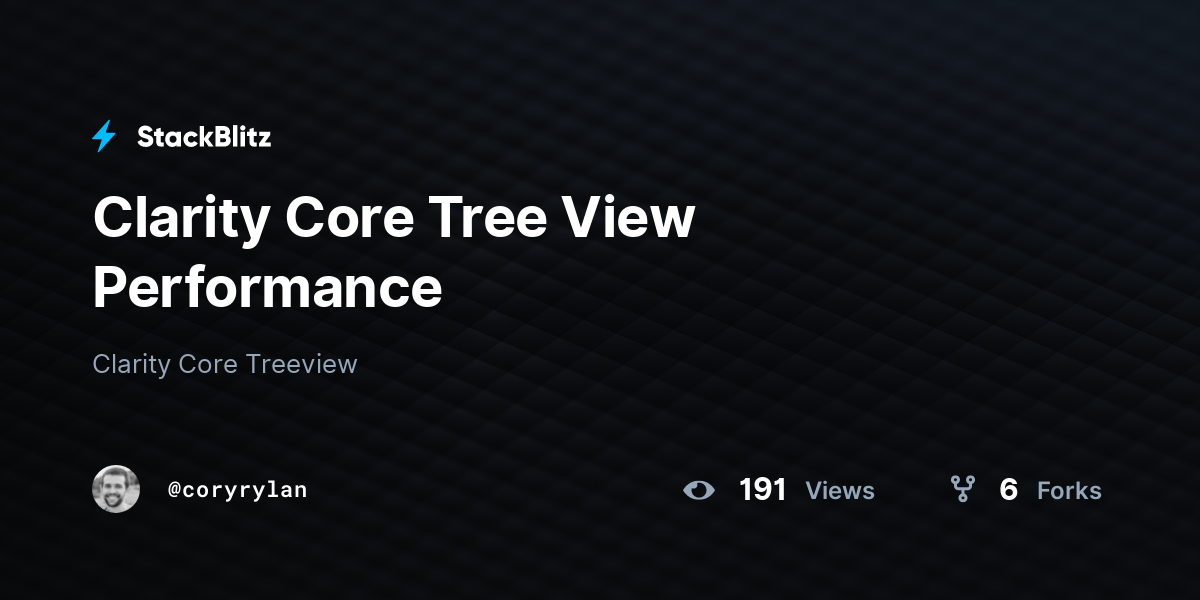 Clarity Core Tree View Performance - StackBlitz