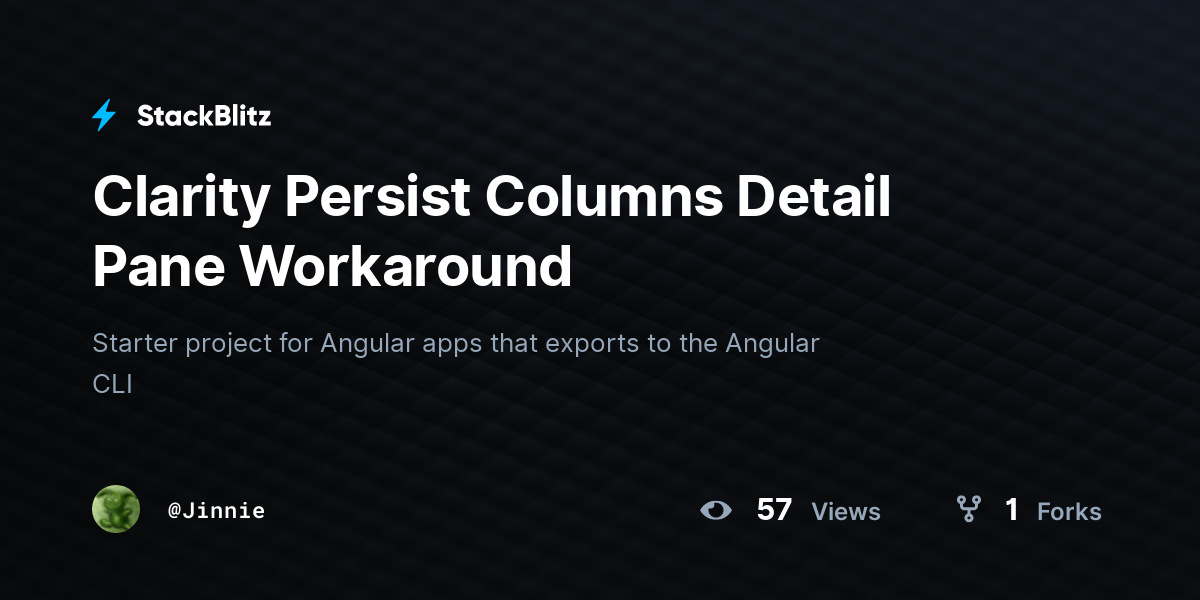 Clarity Persist Columns Detail Pane Workaround - StackBlitz