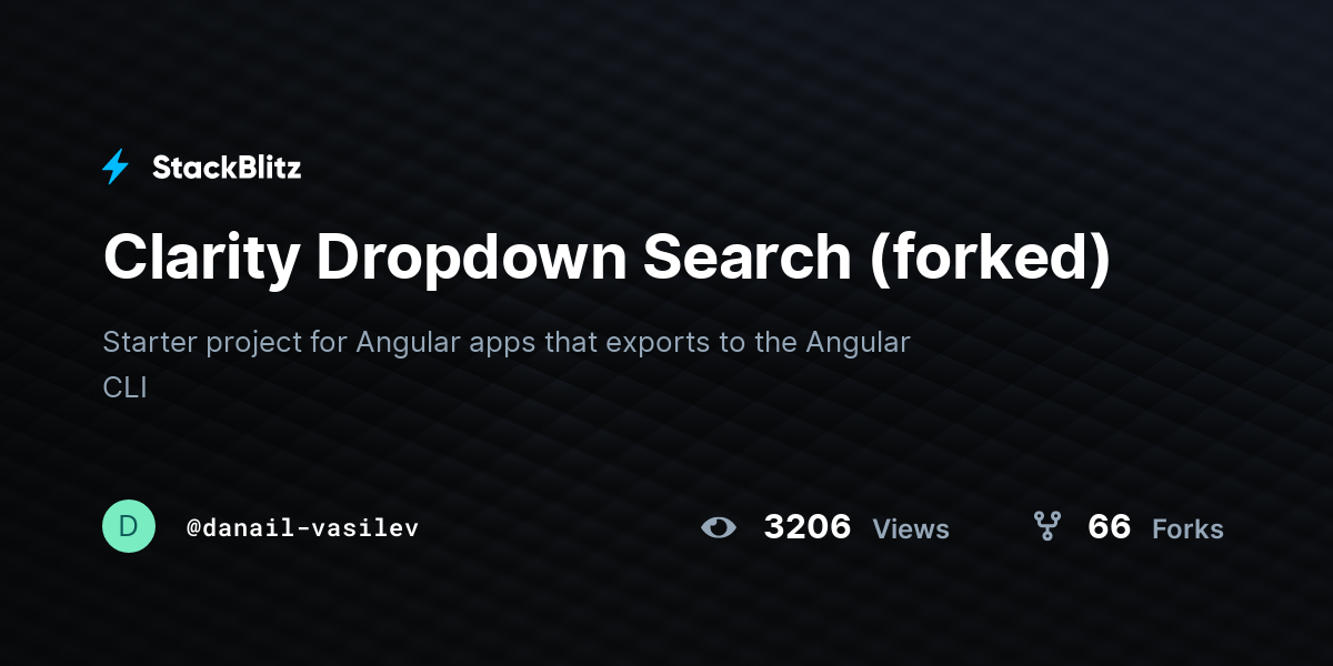 Clarity Dropdown Search (forked) - StackBlitz