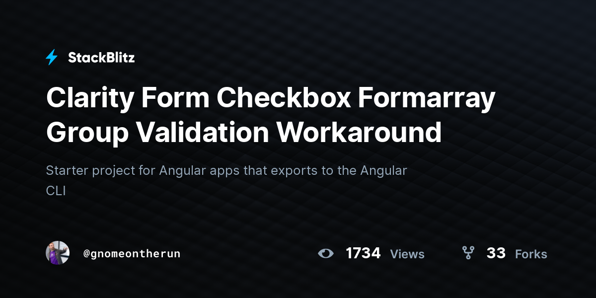 Clarity Form Checkbox Formarray Group Validation Workaround - StackBlitz