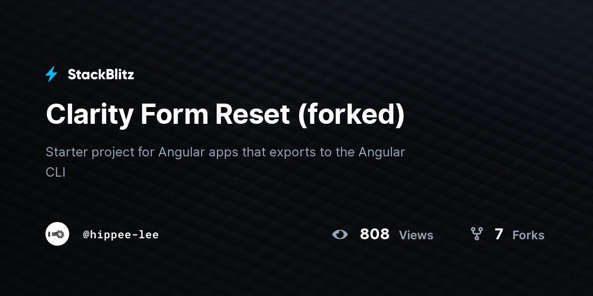 Clarity Form Reset (forked) - StackBlitz