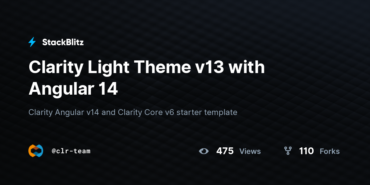 Clarity Light Theme V13 With Angular 14 StackBlitz
