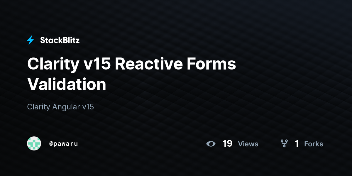Clarity v15 Reactive Forms Validation - StackBlitz