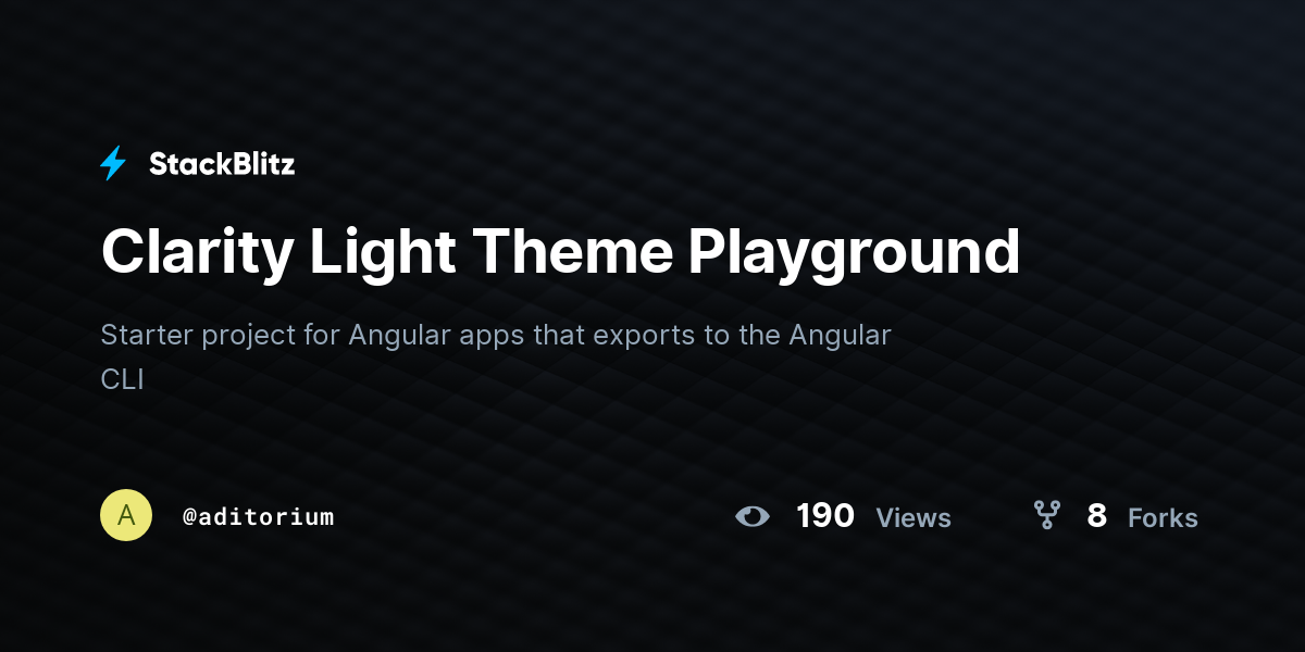 Clarity Light Theme Playground - StackBlitz