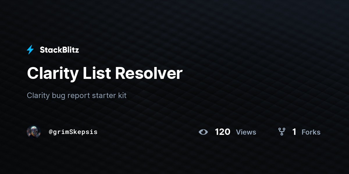 Clarity List Resolver - StackBlitz