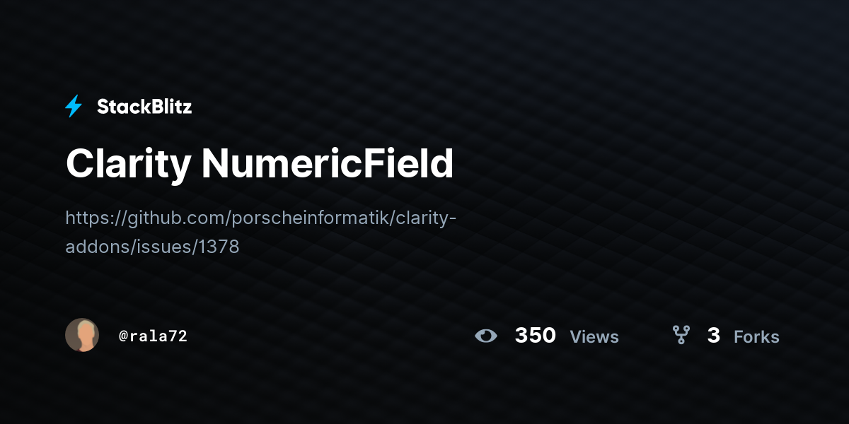 Clarity NumericField - StackBlitz