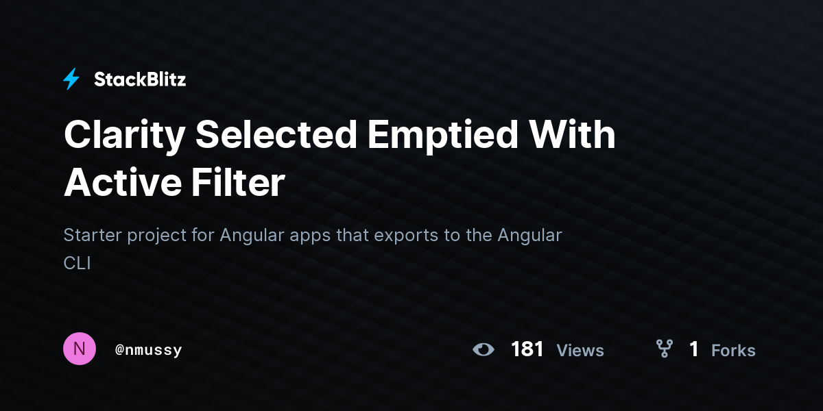 Clarity Selected Emptied With Active Filter - StackBlitz