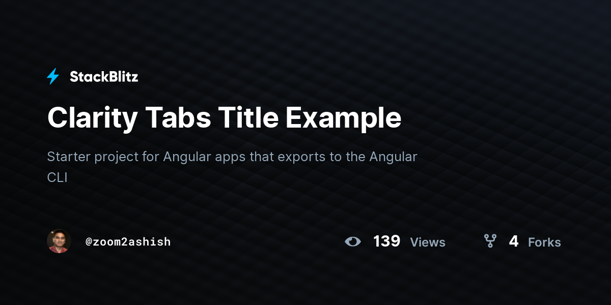 Clarity Tabs Title Example - StackBlitz