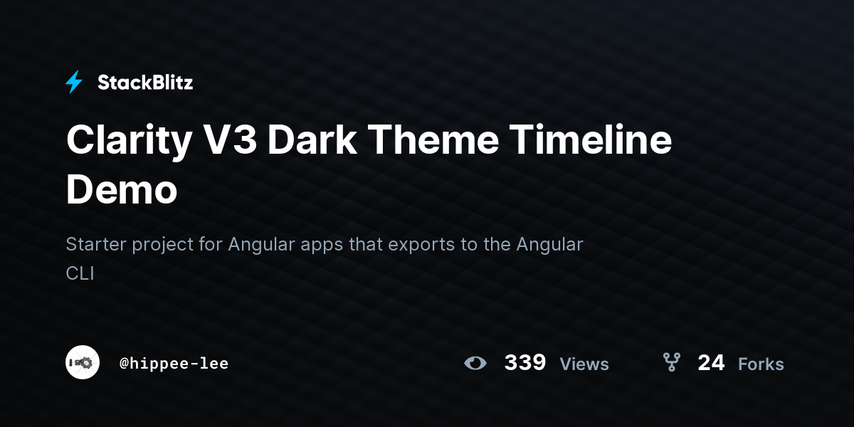Clarity V3 Dark Theme Timeline Demo - StackBlitz