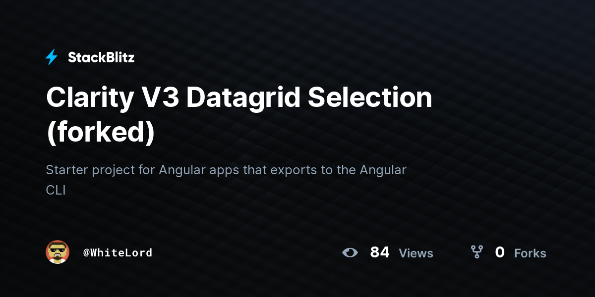Clarity V3 Datagrid Selection (forked) - StackBlitz
