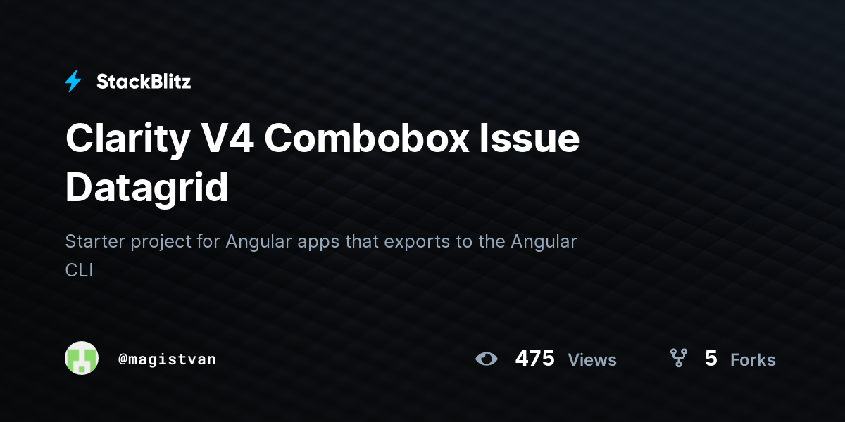 Clarity V4 Combobox Issue Datagrid - StackBlitz
