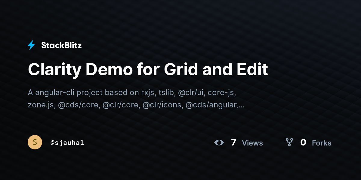 Clarity Demo for Grid and Edit - StackBlitz