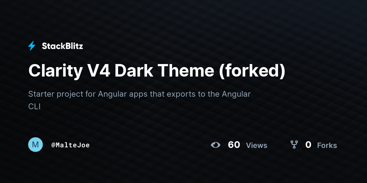 Clarity V4 Dark Theme (forked) - StackBlitz