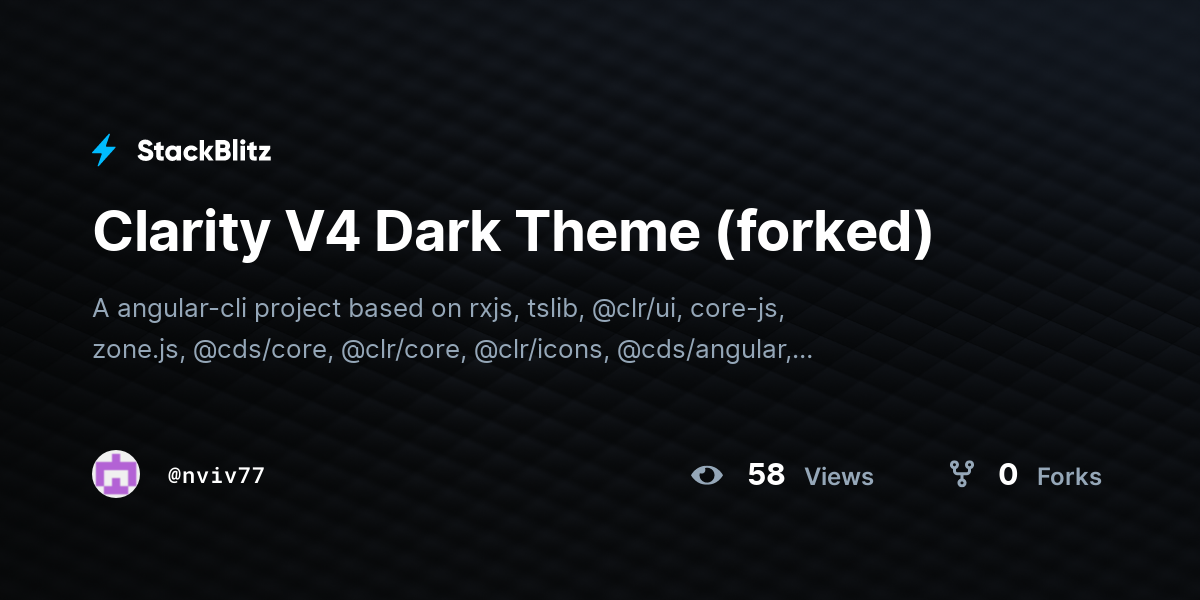 Clarity V4 Dark Theme (forked) - StackBlitz