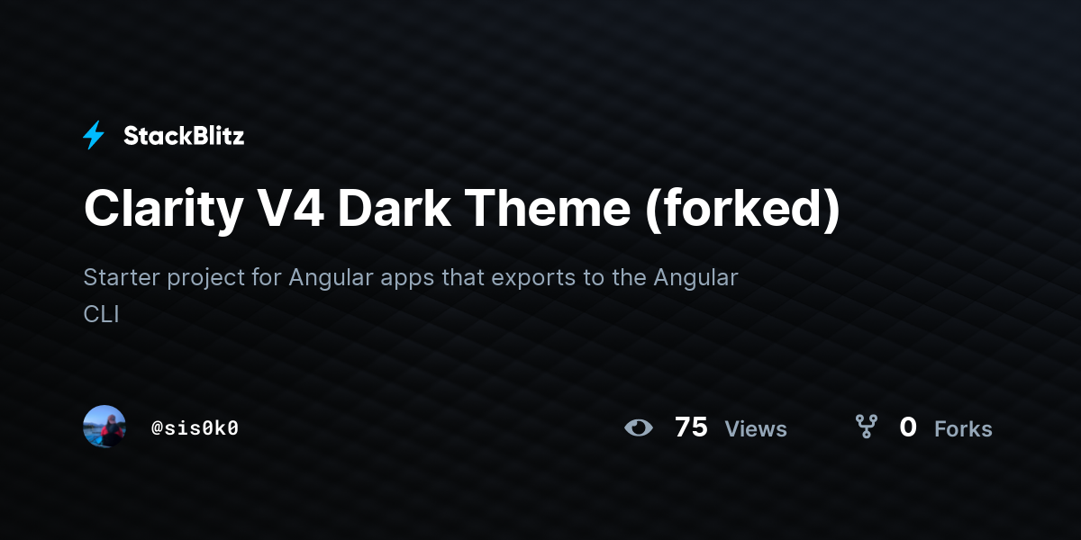 Clarity V4 Dark Theme (forked) - StackBlitz