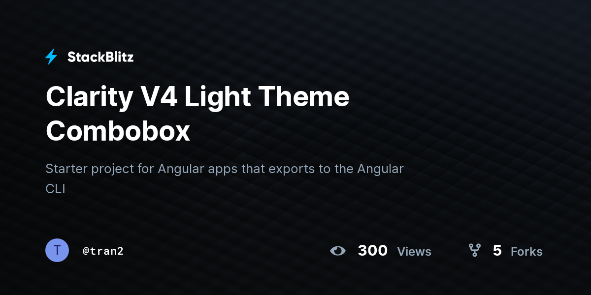 Clarity V4 Light Theme Combobox - StackBlitz