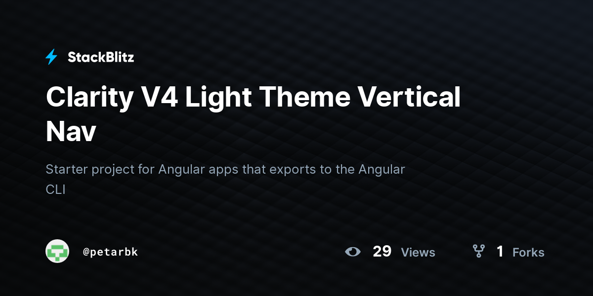 Clarity V4 Light Theme Vertical Nav - StackBlitz