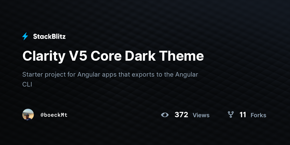 Clarity V5 Core Dark Theme - StackBlitz