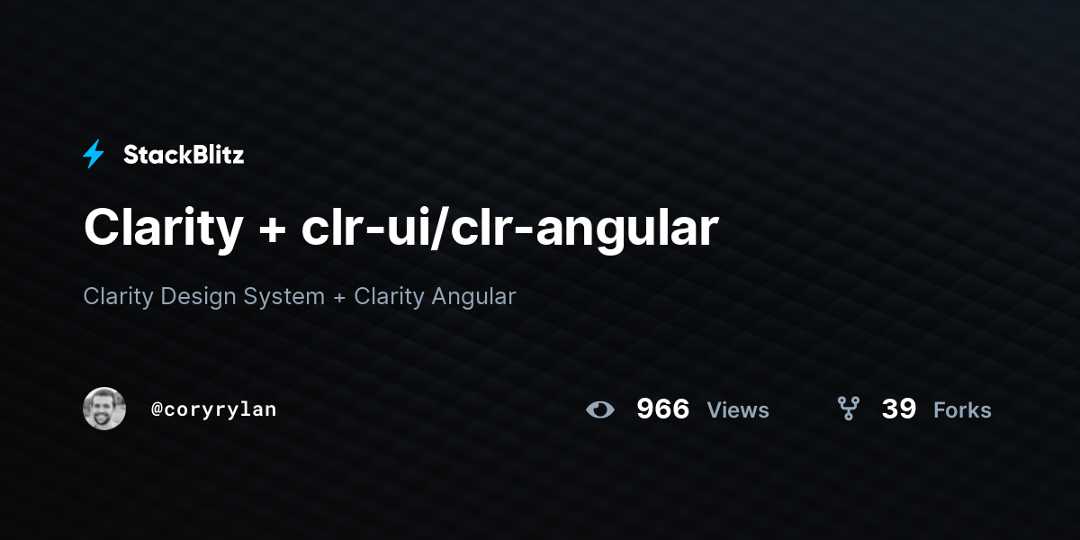 Clarity + clr-ui/clr-angular - StackBlitz