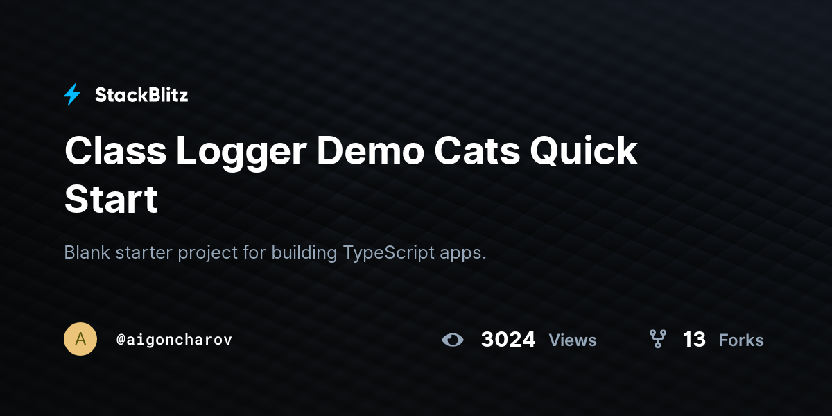 Class Logger Demo Cats Quick Start - StackBlitz