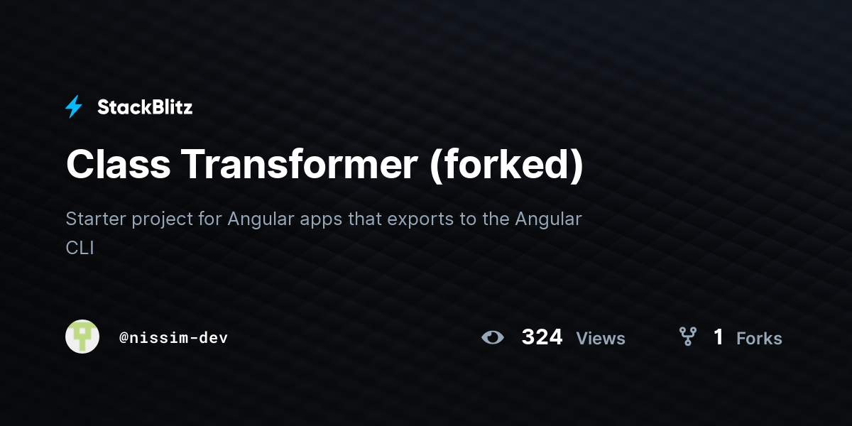 Class Transformer (forked) - StackBlitz