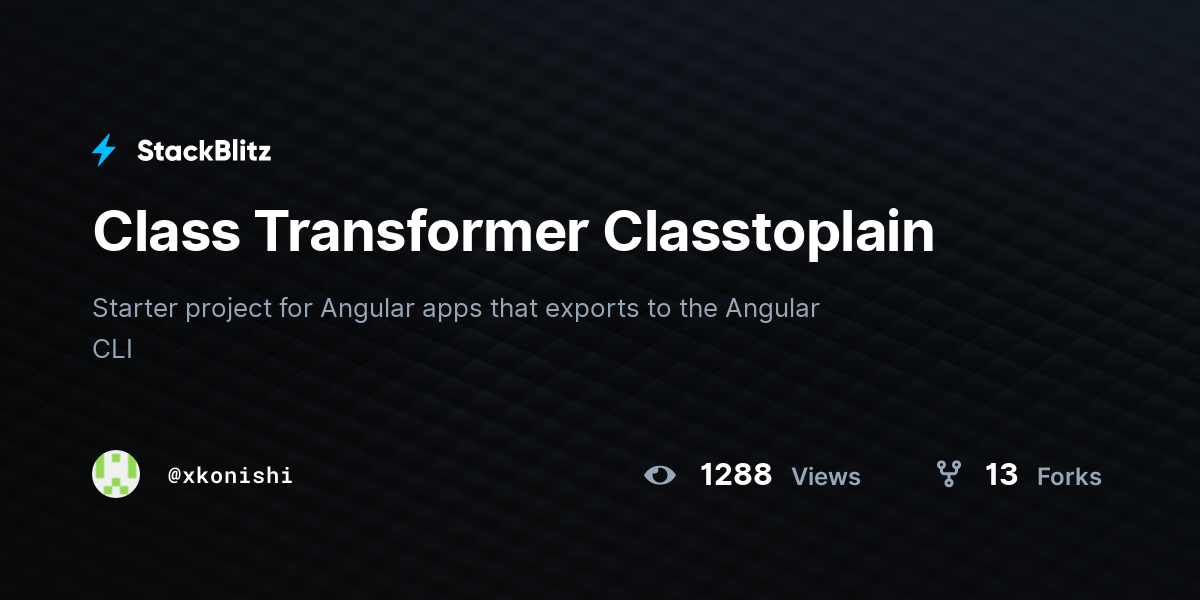 Class Transformer Classtoplain - StackBlitz