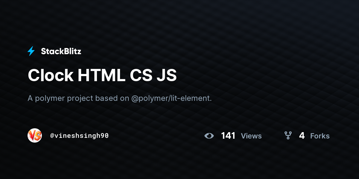 Clock HTML CS JS - StackBlitz