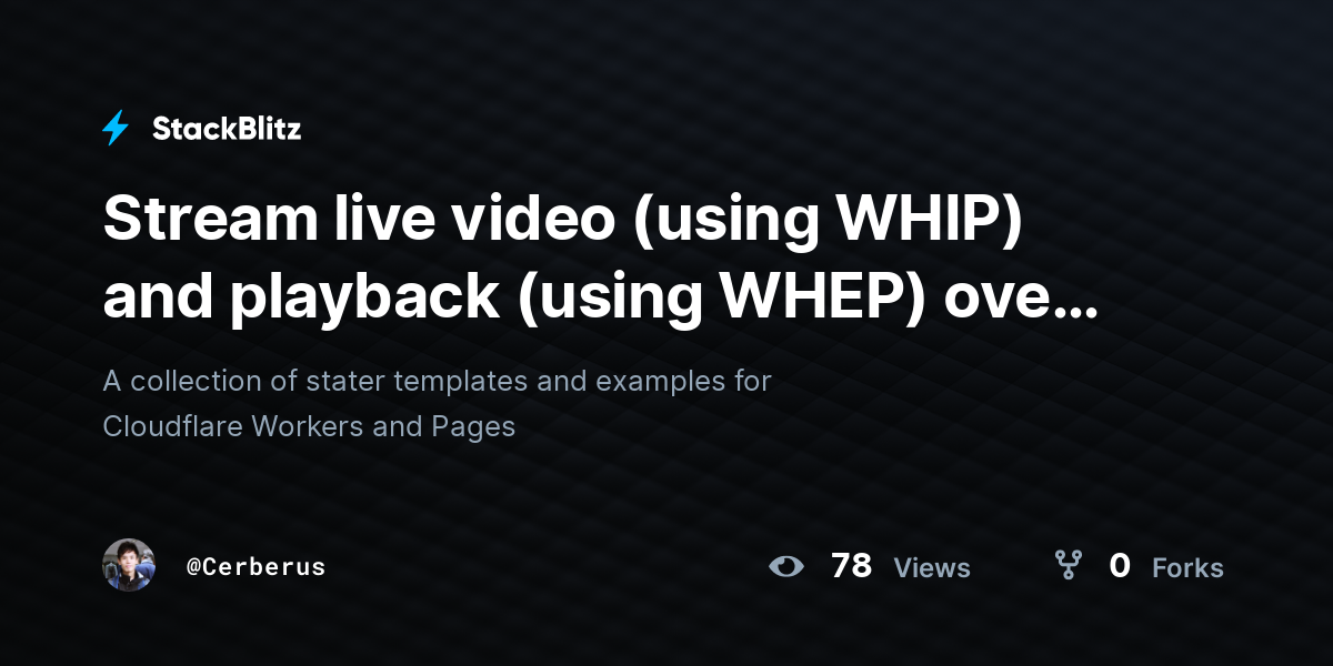 Stream live video (using WHIP) and playback (using WHEP) over WebRTC ...