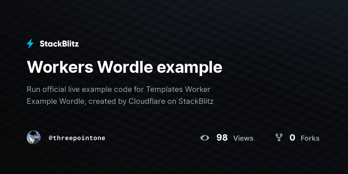 Workers Wordle example - StackBlitz