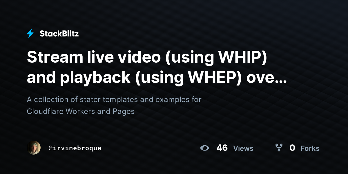 Stream live video (using WHIP) and playback (using WHEP) over WebRTC ...