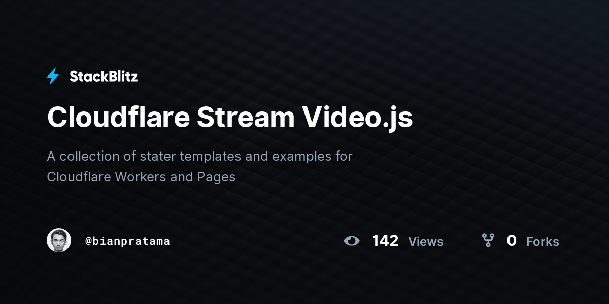 Cloudflare Stream Video.js - StackBlitz