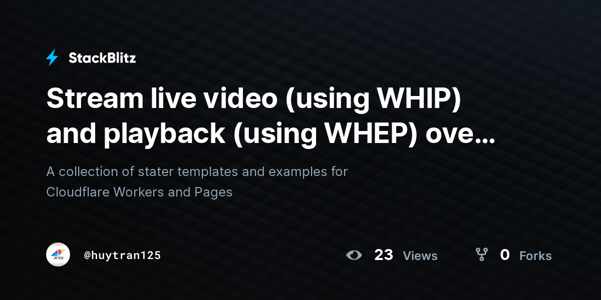 Stream live video (using WHIP) and playback (using WHEP) over WebRTC ...