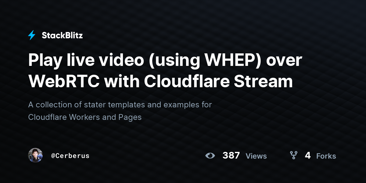 Play live video (using WHEP) over WebRTC with Cloudflare Stream ...