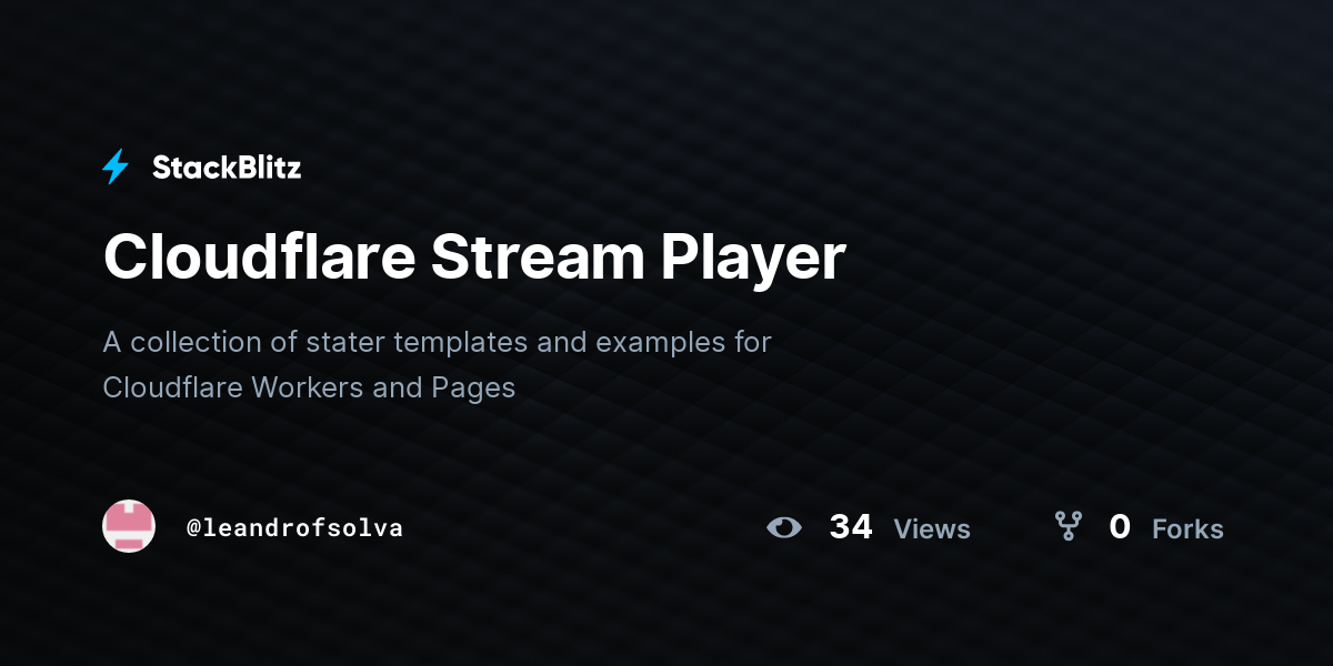 Cloudflare Stream Player - StackBlitz