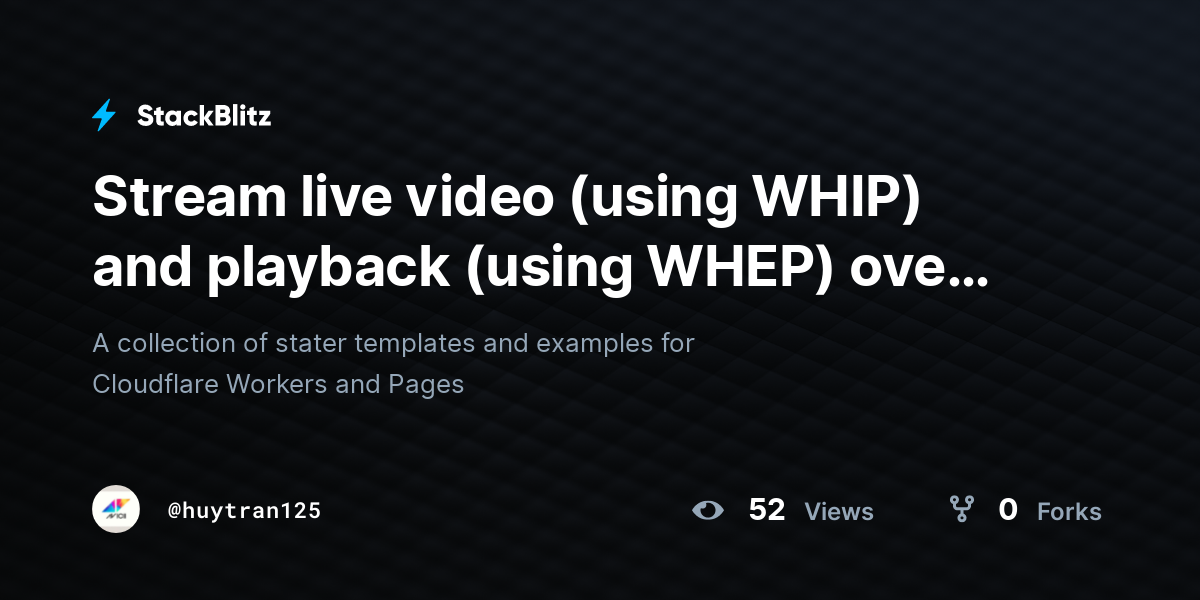 Stream live video (using WHIP) and playback (using WHEP) over WebRTC ...
