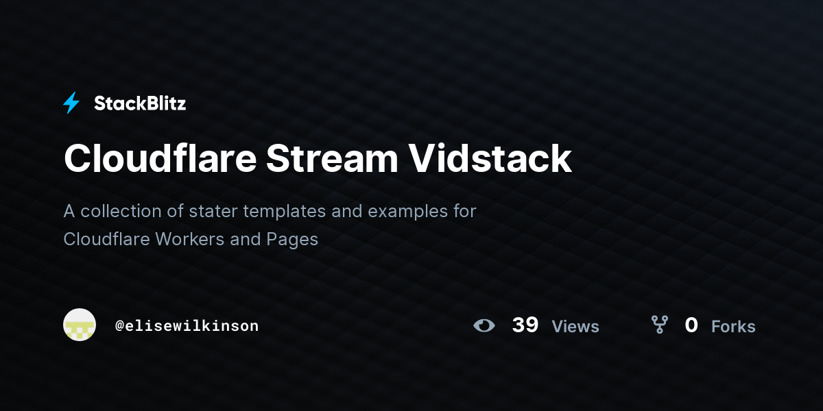 Cloudflare Stream Vidstack - StackBlitz