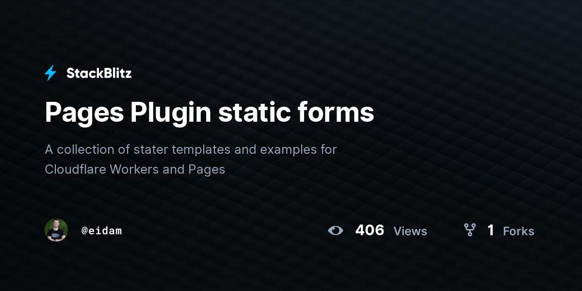 Pages Plugin static forms - StackBlitz