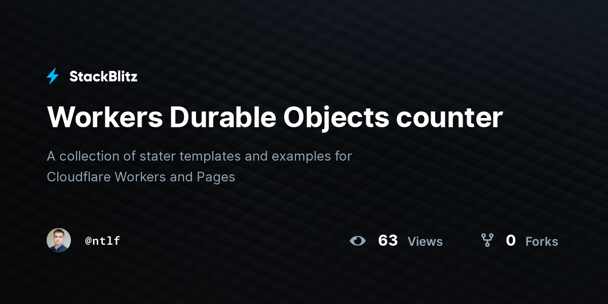 Workers Durable Objects counter - StackBlitz