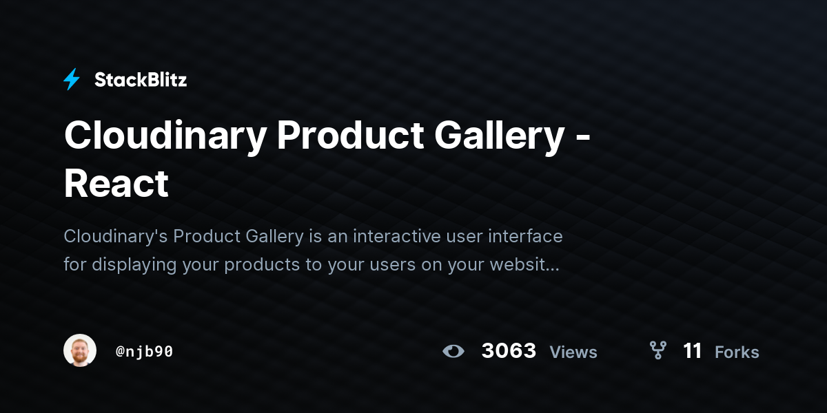 Cloudinary Product Gallery - React - StackBlitz