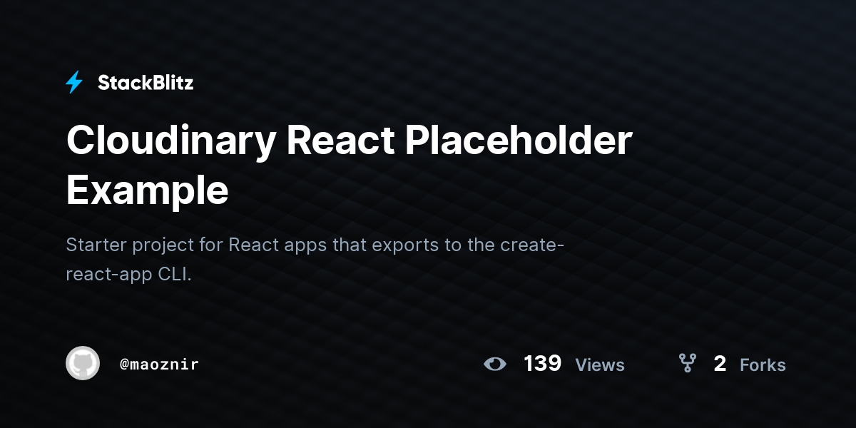 Cloudinary React Placeholder Example - StackBlitz