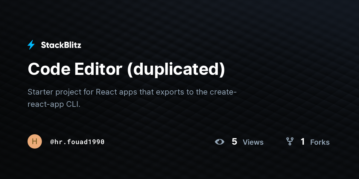 Code Editor (duplicated) - StackBlitz