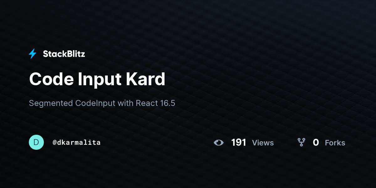 Code Input Kard - StackBlitz